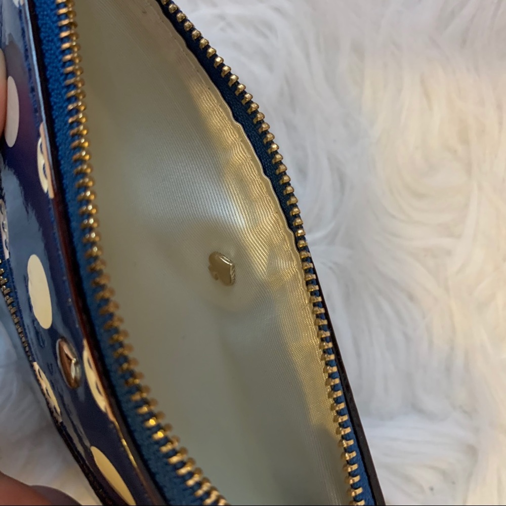 Kate Spade Blue & White Patent Polka Dot Wristlet - Picture 4 of 7